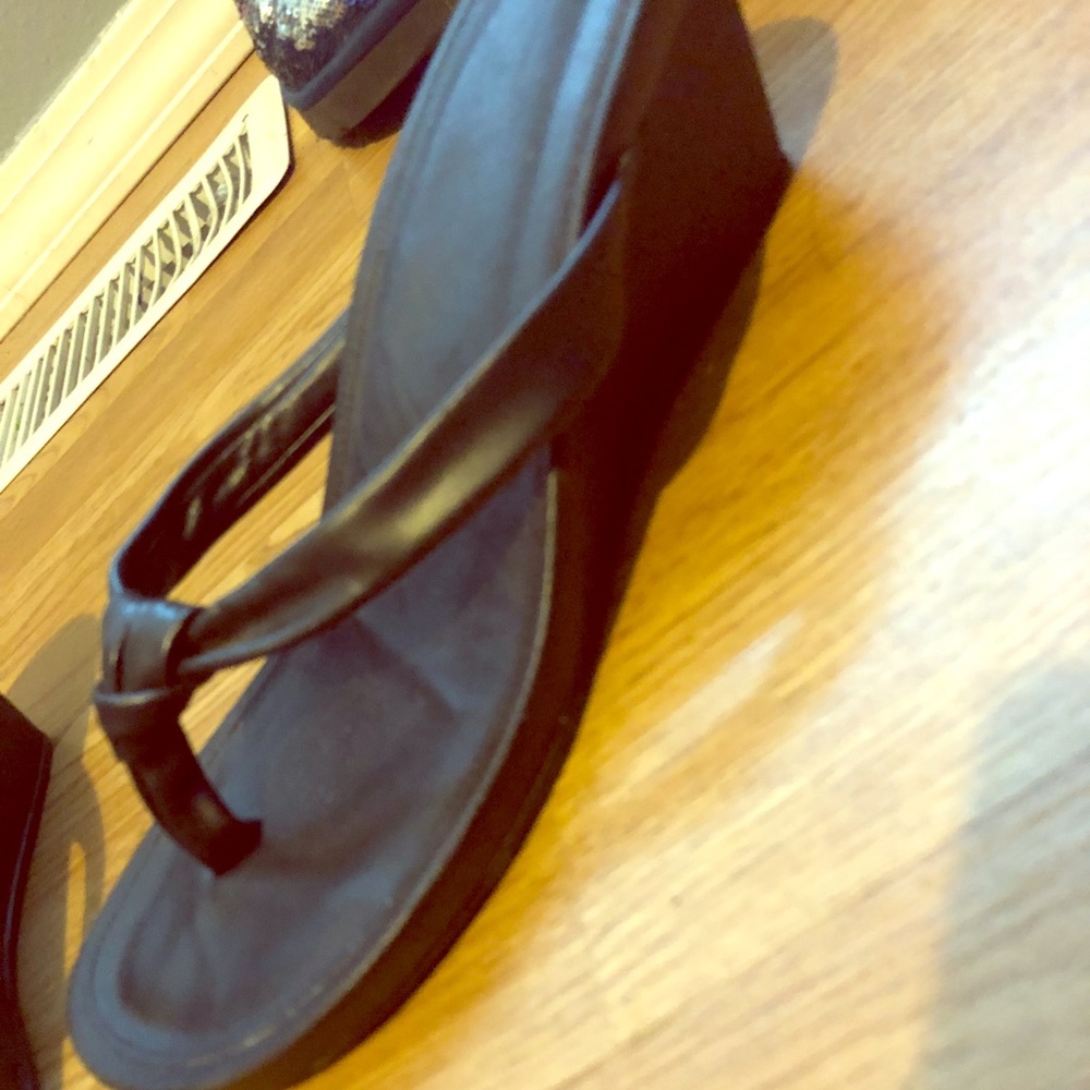 Black wedge sandals
